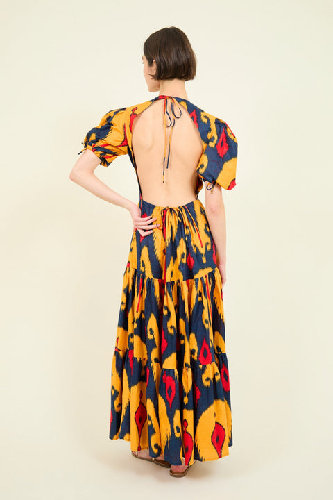 VESTIDO GABRIELLA IKAT NARANJA