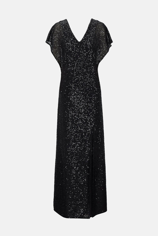Vestido lentejuelas doble capa negro
