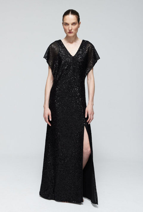 Vestido lentejuelas doble capa negro