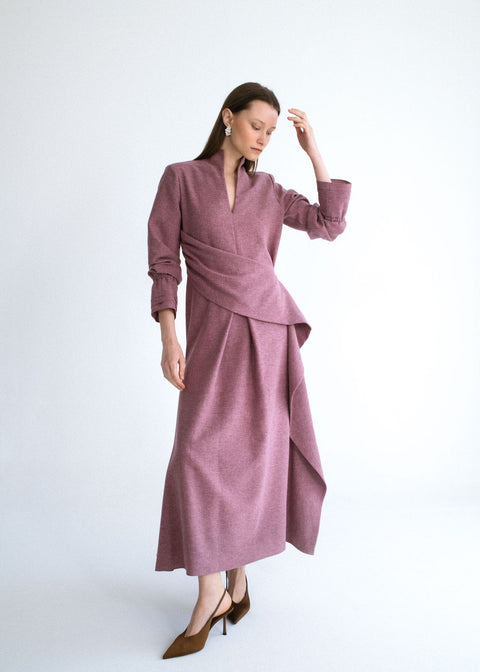 Vestido midi cruzado grape