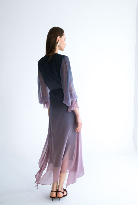 Vestido midi cruzado rose navy