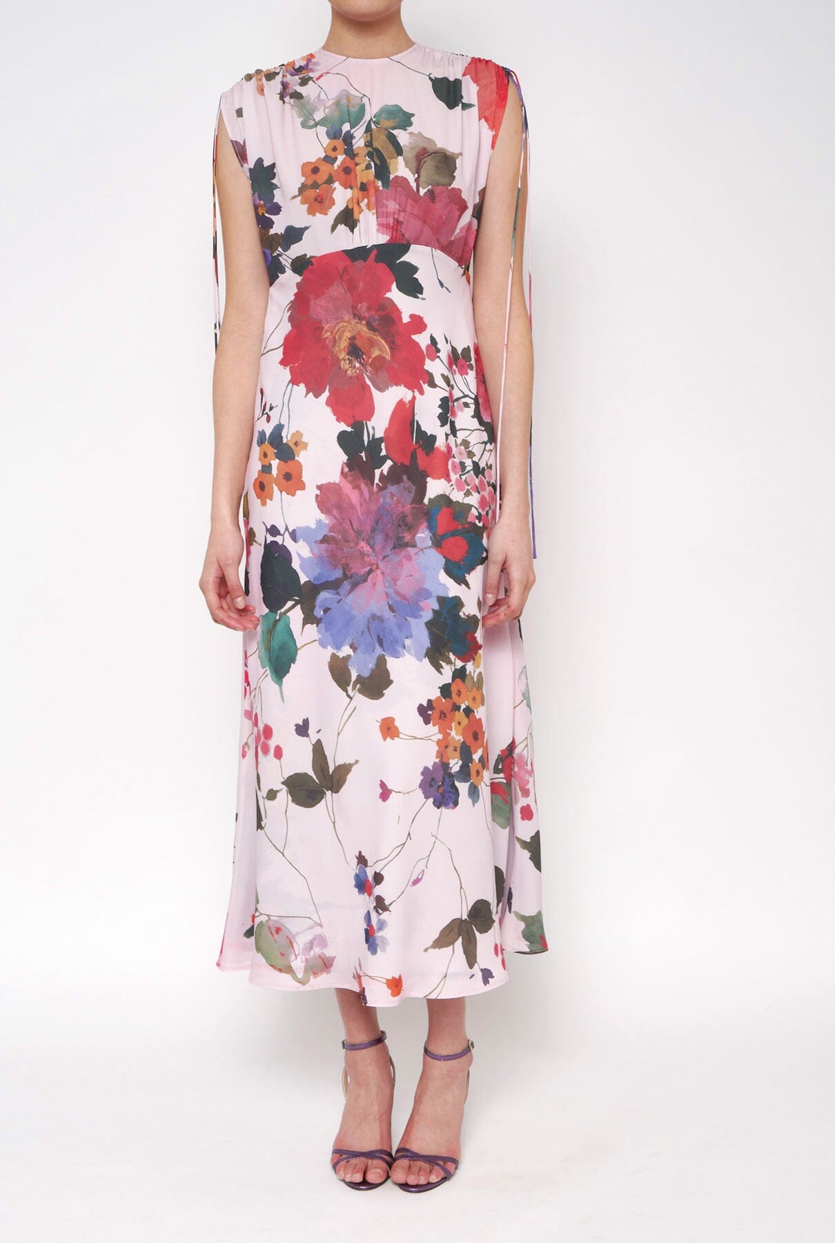 Vestido midi flores acuareladas
