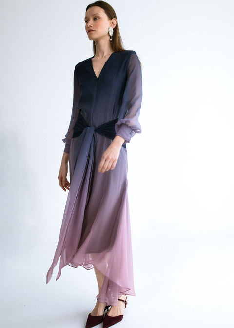 Vestido midi lazada rose navy