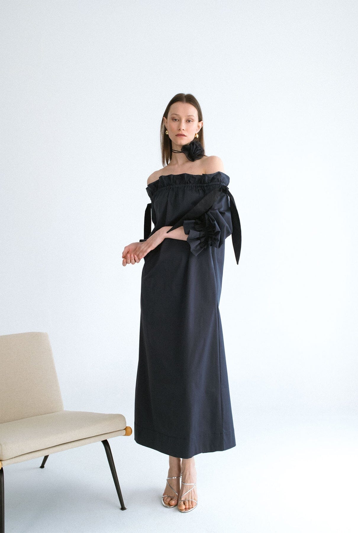 Vestido sin hombros - azul