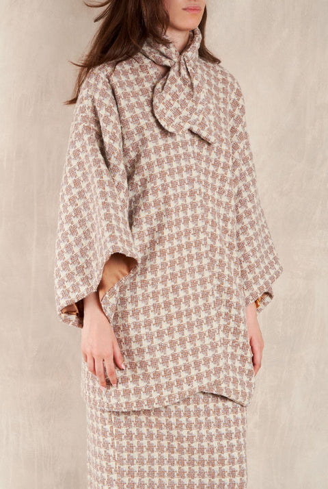 Abrigo Cuadrado Greta Tweed Crudo