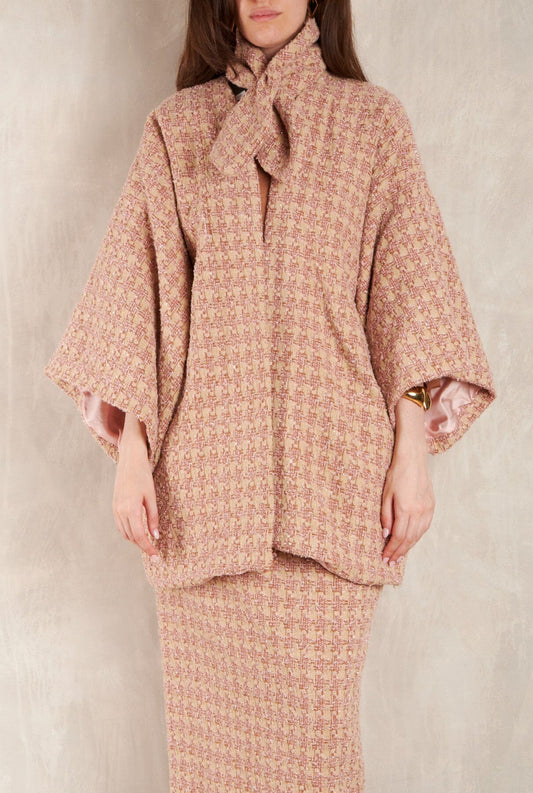 Abrigo Cuadrado Greta Tweed Rosa