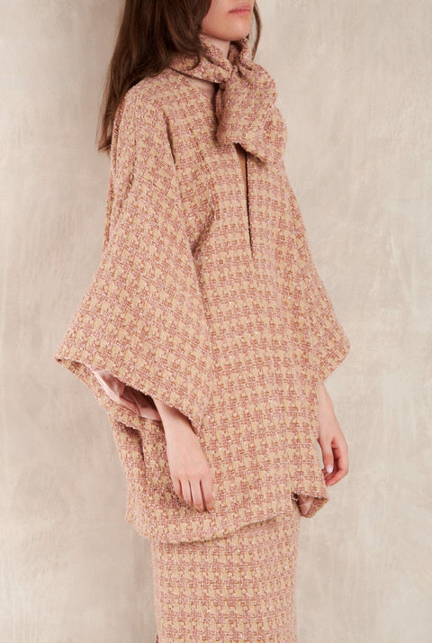 Abrigo Cuadrado Greta Tweed Rosa