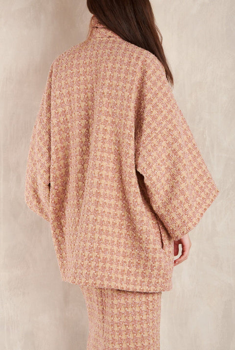 Abrigo Cuadrado Greta Tweed Rosa
