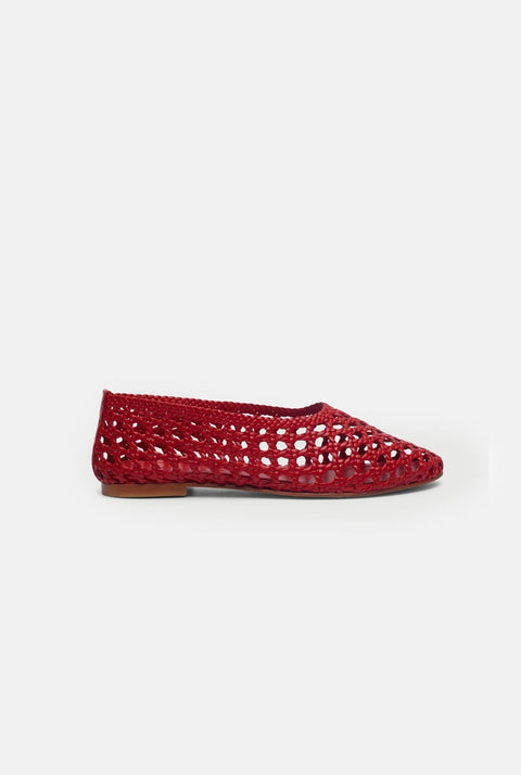 Ava Ballet Flats in Red Woven Leather