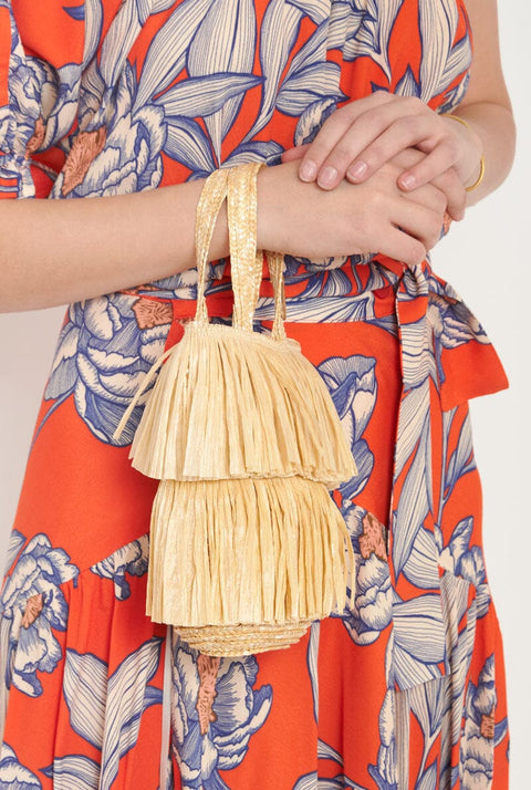 Bolso de mano Baguetin Natural Fleco