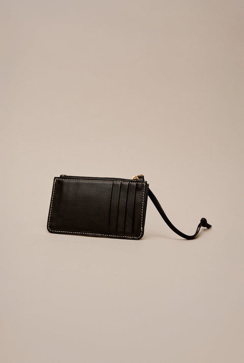 Binomio Black Leather Zip Wallet