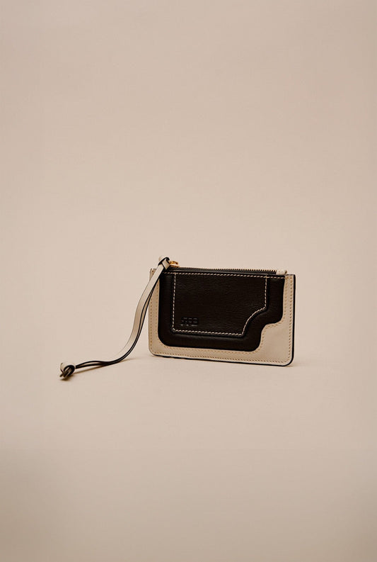 Binomio Good Grey Black Leather Zip Wallet