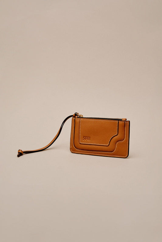 Binomio Light Caramel Leather Zip Wallet