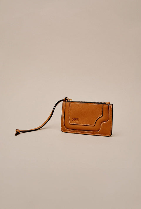 Binomio Light Caramel Leather Zip Wallet