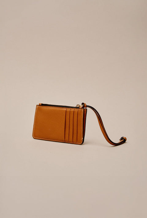 Binomio Light Caramel Leather Zip Wallet
