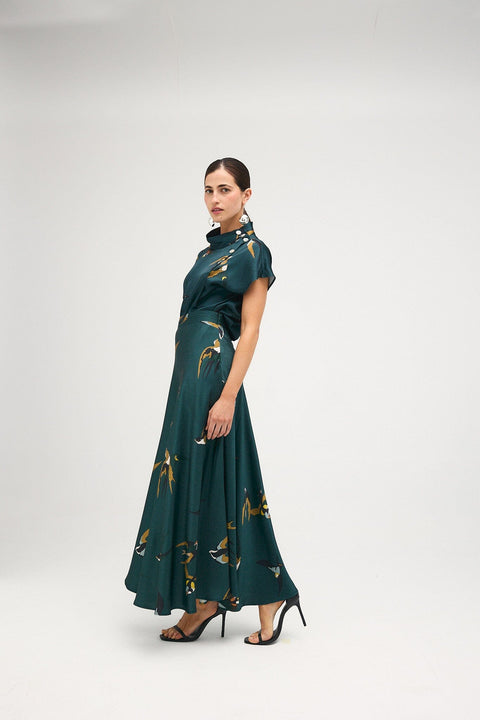 Blusa Julieta pájaros verde pato
