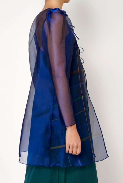Blusón organza azul