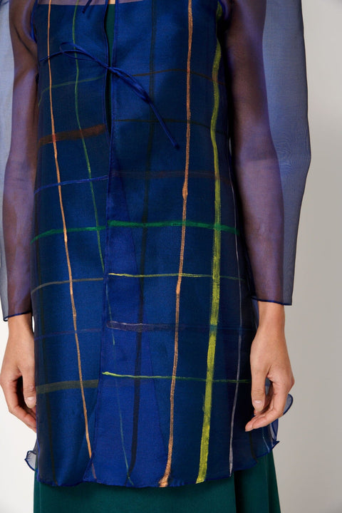 Blusón organza azul