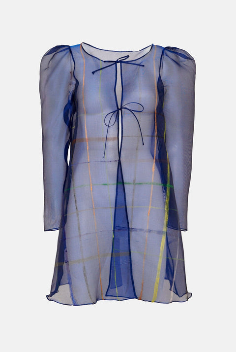 Blusón organza azul