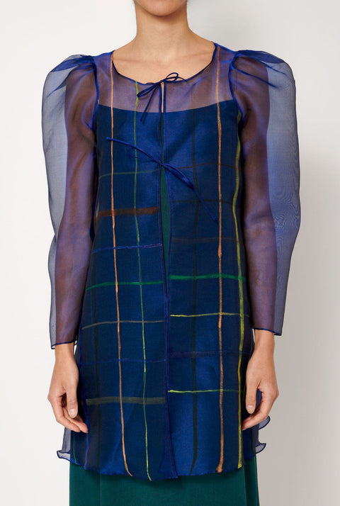 Blusón organza azul