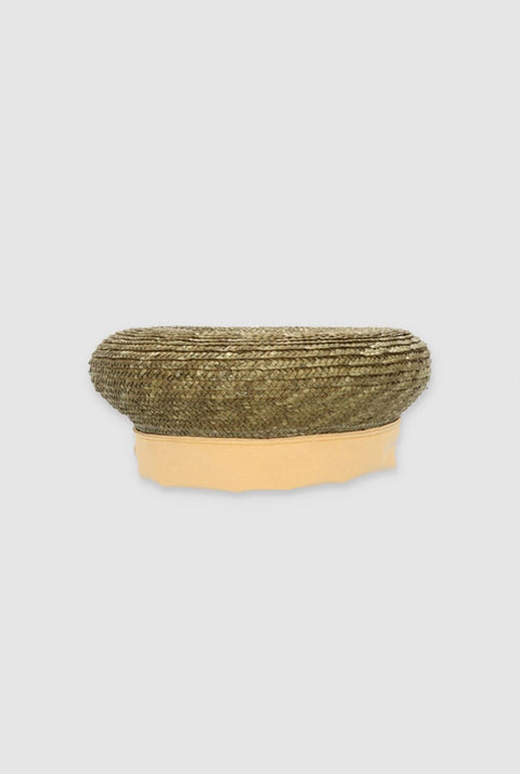 Boina de rafia verde oliva