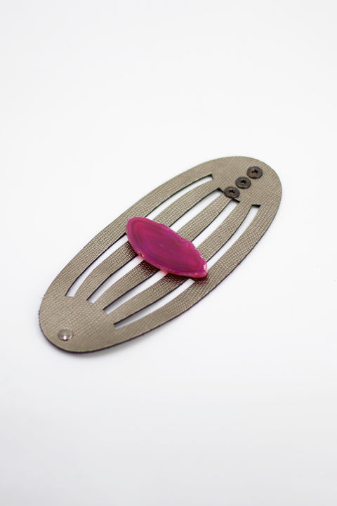 Brazalete Sol Grabado Plomo - Ágata Rosa