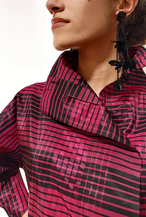 Camisa cierre lateral con estampado de cuadros rosas y negros | EDICIÓN LIMITADA