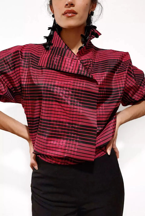 Camisa cierre lateral con estampado de cuadros rosas y negros | EDICIÓN LIMITADA