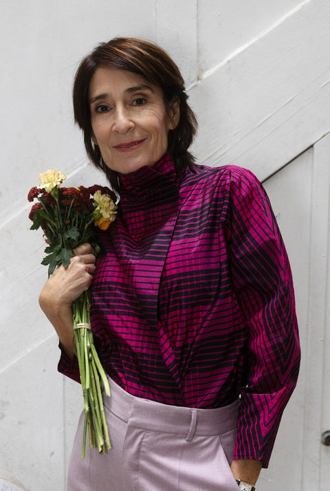 Camisa cierre lateral con estampado de cuadros rosas y negros | EDICIÓN LIMITADA