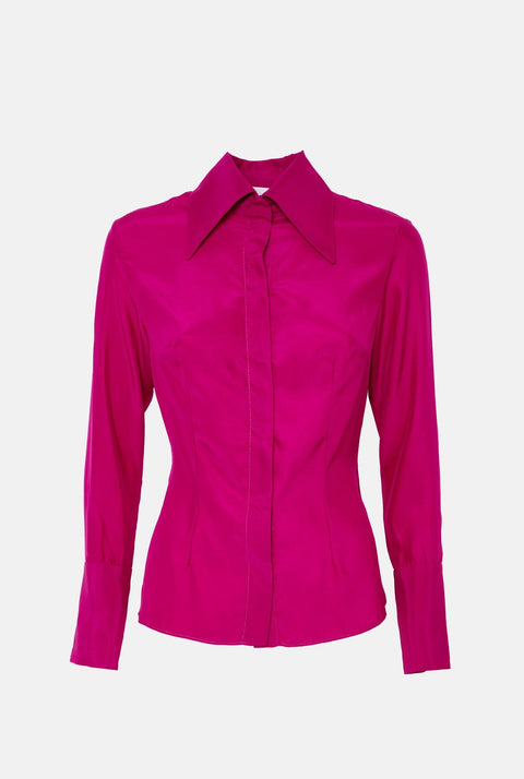 Camisa de seda fucsia