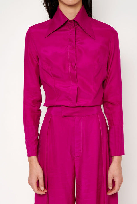 Camisa de seda fucsia