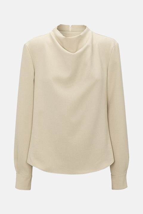 Camisa drapeada cuello perkins cupro beige