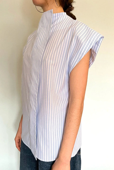 CAMISA LATERAL MANGA CORTA RAYAS AZULES