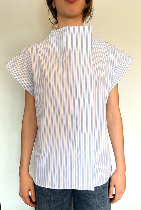 CAMISA LATERAL MANGA CORTA RAYAS AZULES