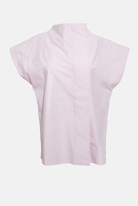 CAMISA LATERAL MANGA CORTA RAYAS ROSAS