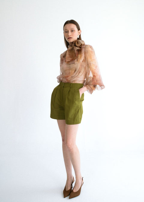 Camisa lazada organza estampada