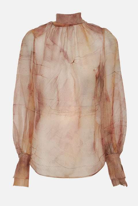 Camisa lazada organza estampada