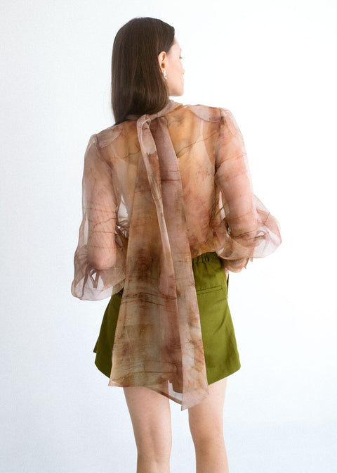 Camisa lazada organza estampada