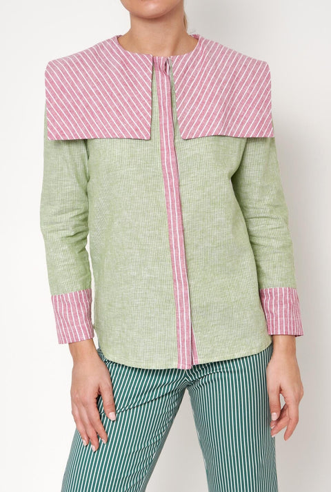 Camisa Loulou verde/rosa