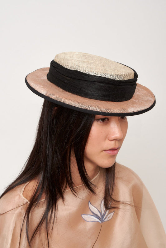 Canotier margarita negro y nude