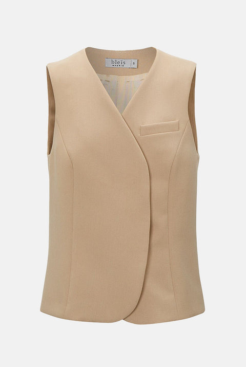 Chaleco cruzado de lana beige