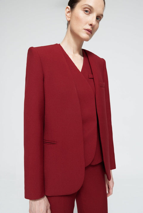 Chaleco cruzado lana burdeos