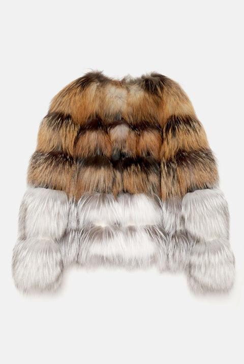 Chaqueta de pelo largo bicolor