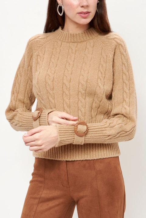 Clara Cable Knit Sweater Beige