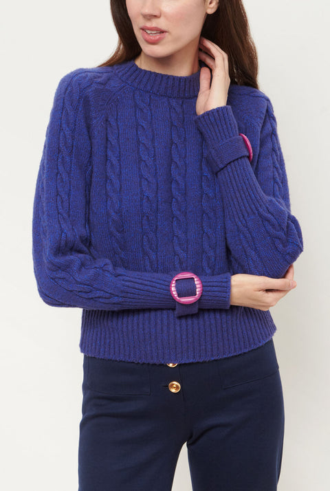Clara Cable Knit Sweater Blue