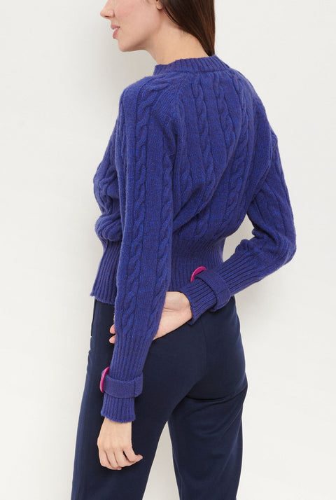Clara Cable Knit Sweater Blue