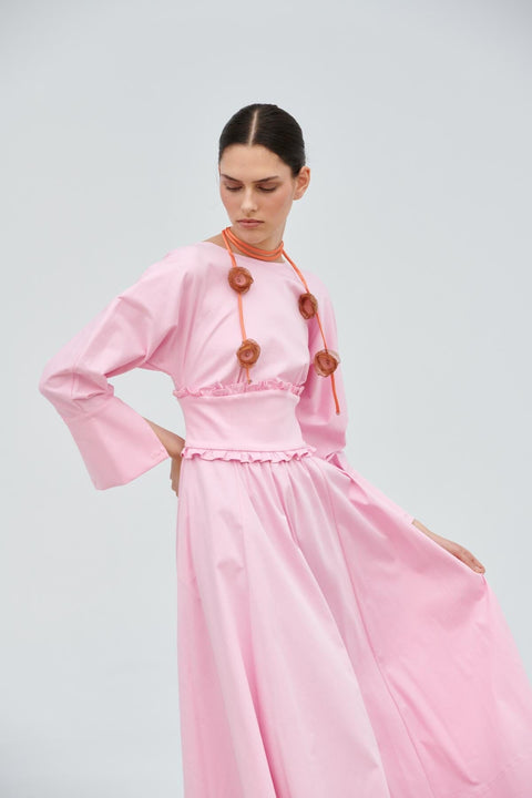 COLLAR ARTESANAL ROSA - NARANJA - MARRÓN