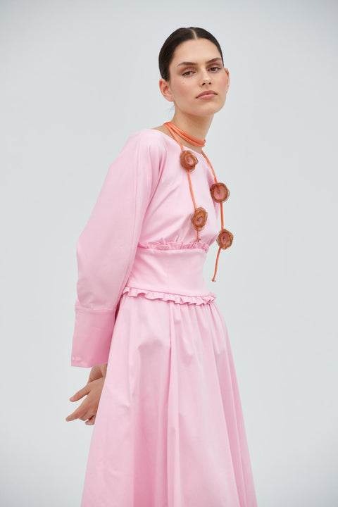 COLLAR ARTESANAL ROSA - NARANJA - MARRÓN