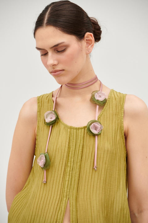 COLLAR ARTESANAL VERDE- ROSA