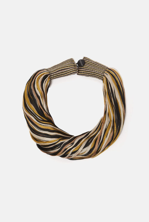Collar Seda Jaspe Negro/ Camel/ oro